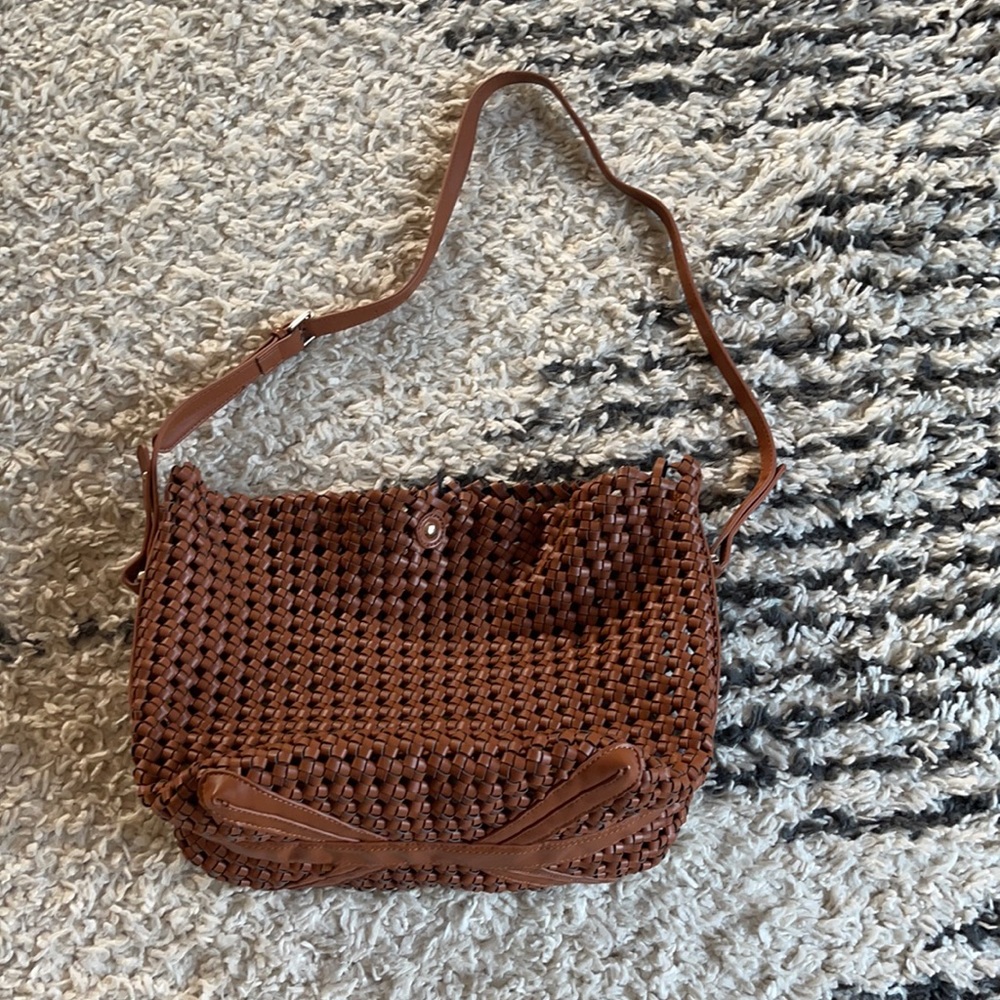 ZARA Faux Leather Woven Bag